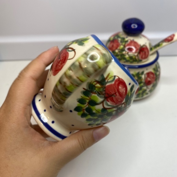 Polish Pottery Sugar bowl and creamer From Zaklady Ceramiczne Boleslawiec Unikat - Picture 4 of 14
